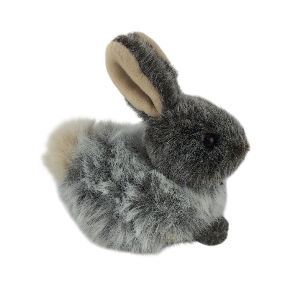 Walmart Plush Bunny 7" Gray White Realistic Easter Rabbit Stuffed Animal Toy